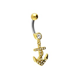 PIERCINGLINE Titanium Belly Button Piercing | Anchor 925 Silver | Piercing Banana Bell Banana | Choice of Colours, Titanium (grade 23) / 925 silver