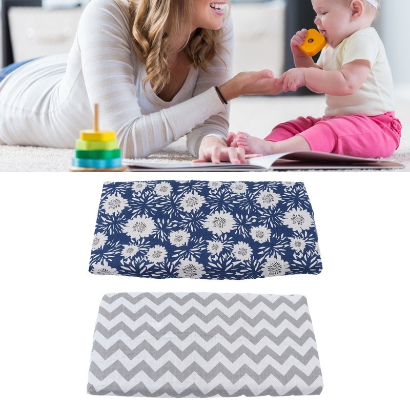 2Pcs Baby Crib Sheets Cotton Yarn Detachable Print Fitted Crib