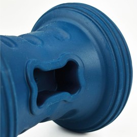 HugglePets Tactical K9 Natural Rubber Dumbell Dog Toy | Durable Heavy Duty | Tough, Bouncy Treat Dispenser for Reward Training | Blue | Dental Chew & Play Fetch Toy | For Big Dogs - Aggressive Chewers