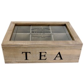 Vintage Shabby Chic - WOODEN BOX TEA BAG CHEST 6 COMPARTMENT