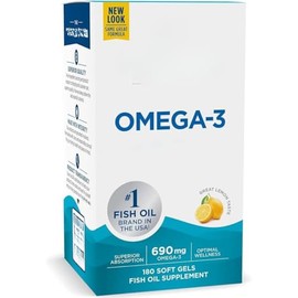 Omega-3 690mg Softgels, Superior Absorption, Fish Oil Supplement, Lemon Flavour - 180 Count per Bottle