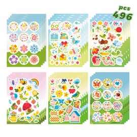 Joyful Start Spring Stickers for Kids - 496 Pcs Flower Stickers for Kids Classroom Spring Sticker Bulk for Holiday Party Favors Supplies