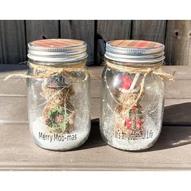 AGD Christmas Decor - Highland Scottish Cow Lighted Mason Jars 2pc