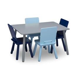 Delta Children Kids Table and Chair Set (4 Chairs Included) - Ideal for Arts & Crafts, Snack Time, Homeschooling, Homework & More - Greenguard Gold Certified, Grey/Blue