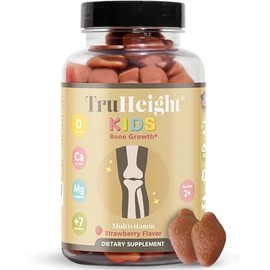 TruHeight Kids, Suplemento Dietético Multivitamínico, Sabor Fresa, 60 Gomitas, Crecimiento Óseo