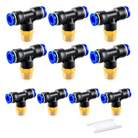 ERGAOBOY 2 x 6 mm pipe AD x 1/4 inch BSP branch T piece with plug-in connection, pneumatic connection fittings