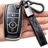 Kespevn for Ford Key Fob Cover Soft TPU with Keychain Full Protection Key Case for 2018-2025 Explorer Bronco Escape Edge Expedition F-150 Fusion Maverick Mustang Ranger Accessories 4 Button, A Black