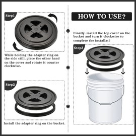 Jetec 2 Pieces 5 Gallon Screw Cap Plastic Leak-proof Screw Seal Lids of Chemical Food Coatings Storage Buckets 5 Gal Bucket Chicken Feeders (White and Black)