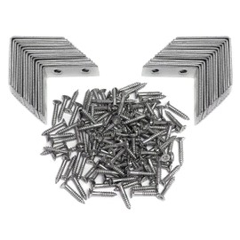 Angle Brackets - Zinc Plated Steel Corner Brackets for Wood, Shelves - 16mm /0.63" Wide 40mm /1.57" Long with Screws - 30 Pack By Brackit
