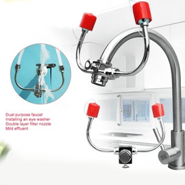Eye Wash Station, Faucet Mounted Eyewash Station, Spray Heads Eye Wash Units, Use Emergency Eye Flush Kit with Filter for Laboratory Industry Home G1/2, Eye Wash Kit