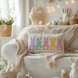 AACORS Easter Pillow Cover 12x20 Inch Watercolor Bunny Decorative Pillow Case Holiday Party Decorations for Home Sofa Couch AA699-12