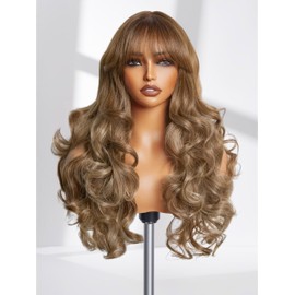 GORGIUS Balayage Blonde Wig with Bangs, Long Loose Body Wave Wig with Highlights, Pre Bleached Glueless Bang Wig Upgraded with Style-Archive Premium Fiber