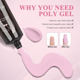 SAVILAND Poly Gel-100 G Pink Color Poly Nail Gel, Large Capacity Extension Durable Gel for Nail Strengthener, Long-Lasting, Easy to Use for Starter & Professional Manicure DIY Art Home Salon