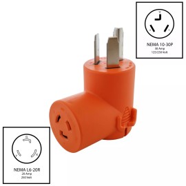 AC WORKS® Dryer Outlet Adapter | 30A 10-30P to 20A L6-20R Locking Connector