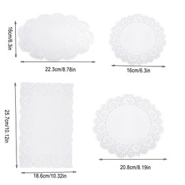 60PCS Lace Paper Doilies - Assorted White Paper Doilies Rectangular Doilies Disposable Oval Doilies Round Paper Doilies for Birthday Wedding Party