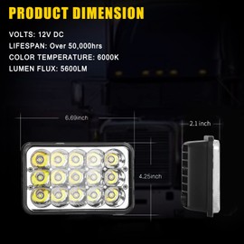 BESTZHEYU 2PCS 4x6 Headlight Compatible for Chevy S10 Blazer 1994 1995 1996 1997 Peterbilt Kenworth Freightinger Probe DOT LED Headlight