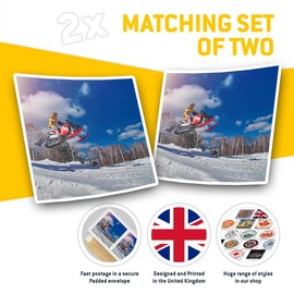 Square Stickers (Set of 2) 7.5cm - Snowmobile Stunt Skidoo Mountains Laptop Tablet Luggage Scrapbook #15961