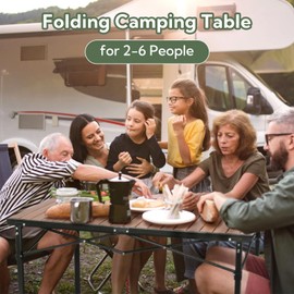 Join Nature Adjutable Camping Table Folding Large for 2-6 Person, Foldable Camp Table with Aluminum Roll-up Tabletop for Outdoor & Indoor, Cooking, Picnic, Bech, Sturdy, Stable, Loads 220 Lbs