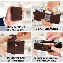 DON VANE Elite Pocket Slim Wallet with Coin Compartment Leather Wallet with RFID Protection Mini Wallet for Men Women Cards Wallet Small Card Holder Credit Card Holder, dark brown, Elegant look in