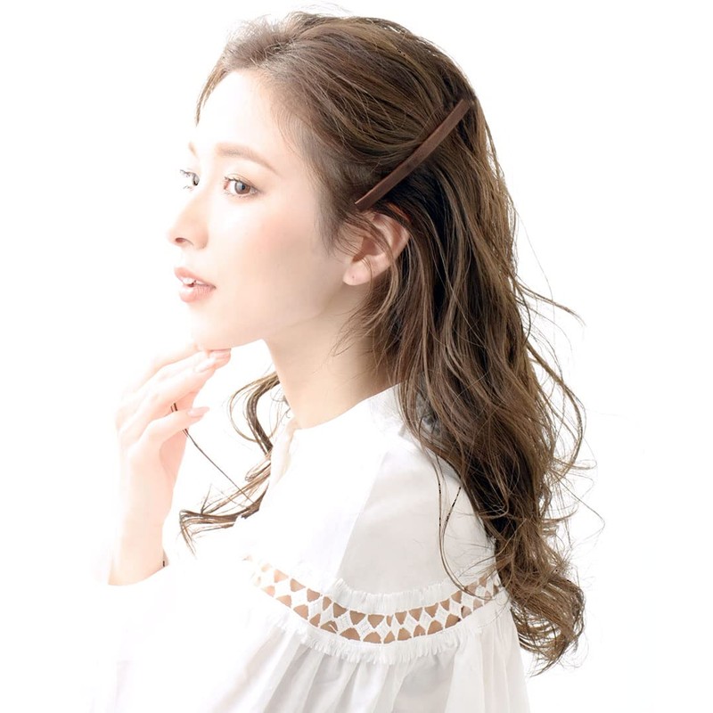 Vingtaine H7207-BR- Women's Wood Line Barrette, Simple, Natural, Thin, Casual,