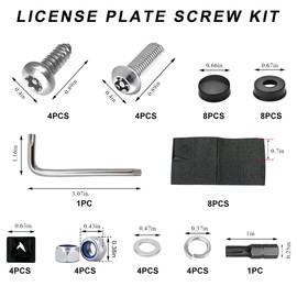 MUQIDA Anti Theft License Plate Screws Kits, Rustproof Stainless Steel Car Tag Plate Security Hardware, M6 (1/4") Tamper Proof Screw Nut Cover for Mounting Front Rear Frame Holder (Silver)