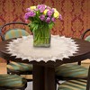URROMA Round Doilies Linen 60x60cm Beige Tablecloth Lace Trim Coffee