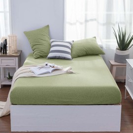 Oxford Homeware King Size Fitted Sheets – 30 Cm Deep Pocket Jersey Fitted Sheet Olive Green, 100% Organic Cotton Soft Breathable Easy Care Bed Sheets – Shrinkage and Fade Resistance