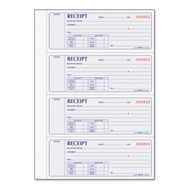 Business Source 39558 Receipt Book 2-Part 4 Per Pg 10-4/5"x8-1/10" 500/BK