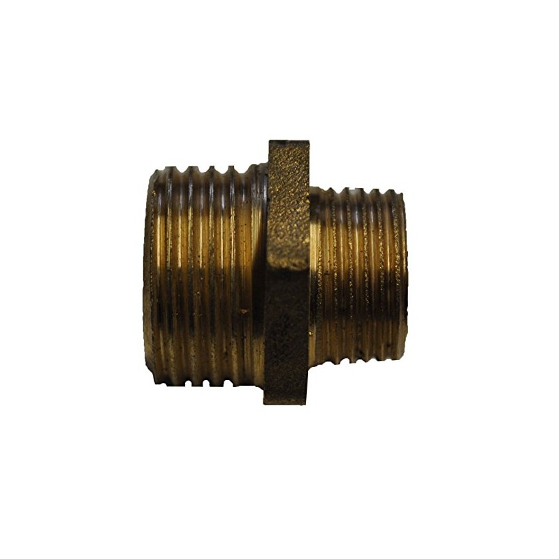 3/4 x 1/2" Brass Hexagon Reducing Nipple - Pack of