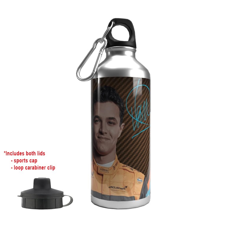 Partisan Lando Norris Water Bottle 2-Lid Aluminium 600ml Silver