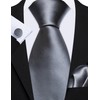 Barry.Wang 4 PCS Gift Tie Set Men's Silk Silver Grey