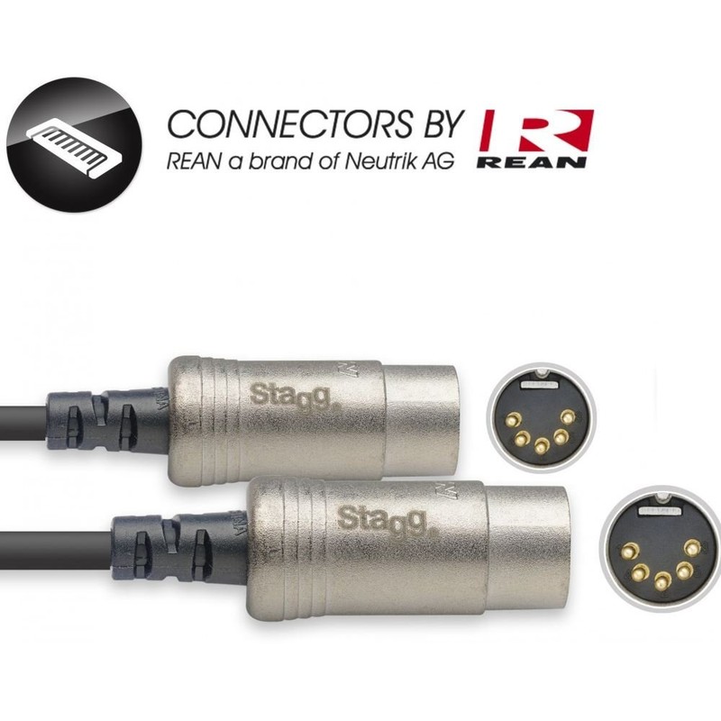 Stagg 21394 5 m Professional MIDI Cable - Black