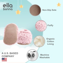 Ella Bonna Unisex Teddy Baby Booties 6-12 Months Cotton Newborn Baby Socks Slipper Toddler Shoes, Infant Girl Booties, Taba