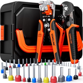 SOMELINE Ferrule Crimping Tool Kit, 36 Sizes Ferrules, AWG 24-8 Ferrule Crimper, with Square Crimping Pliers and Automatic Wire Stripper, Ferrule Terminal Assortment Kit (Stackable Tool Box)