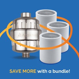 AquaBliss SF100-BN Revitalizing Shower Filter w/ 1 Replaceable Revitalizing Filter Cartridge Inside - Plus 3 Extra SFC100 Filter Cartridges (Exclusive Bundle)