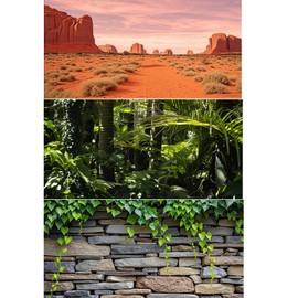 Duedusto 3 Pcs Reptile Tank Background, Bearded Dragon Tank Accessories, 36x18 inches 40 Gallon Polyester Terrarium Background Décor for Leopard Gecko, Crested Gecko, Turtle, Bearded Dragon