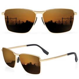 NSSIW Sunglasses-for-Men Polarized Mens-Sunglasses Sun-Glasses: Classic Sunglasses with Square Metal Frame and UV 400 Protection for Driving Fishing Golf