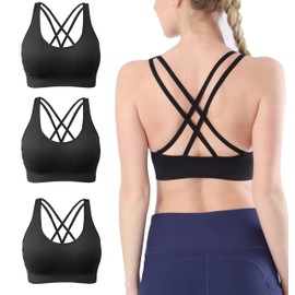 AKAMC Women's Removable Padded Sports Bras Medium Support Workout Yoga Fitness Bra,Medium