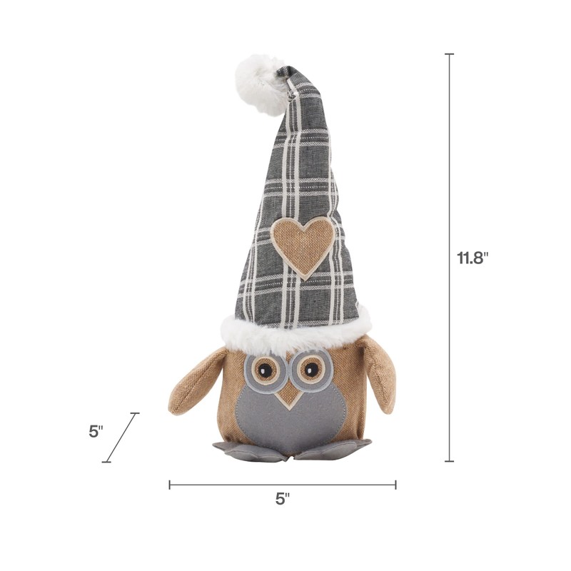 Elements 5x5x11.8 Inch Brown Owl with Hat Weighted Fabric Door