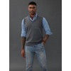 PaulJones Men's Knitted Vest Wool Sleeveless with V-Neck Elegant, darkgray