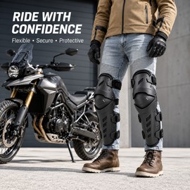 Motorcycle Knee & Elbow Guard Set for Riding – Adjustable Protective Pads for Dirt Bike, Motocross & Outdoor Use