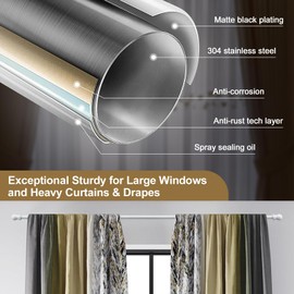 Decorative Curtain Rods for Windows 66 to 144" - 1" Heavy Duty Window Curtain Rod with Brackets for Living Room,Bedroom,Sliding Glass Door,Outdoor Patio,5.5-12FT Adjustable Drapery Rod - White