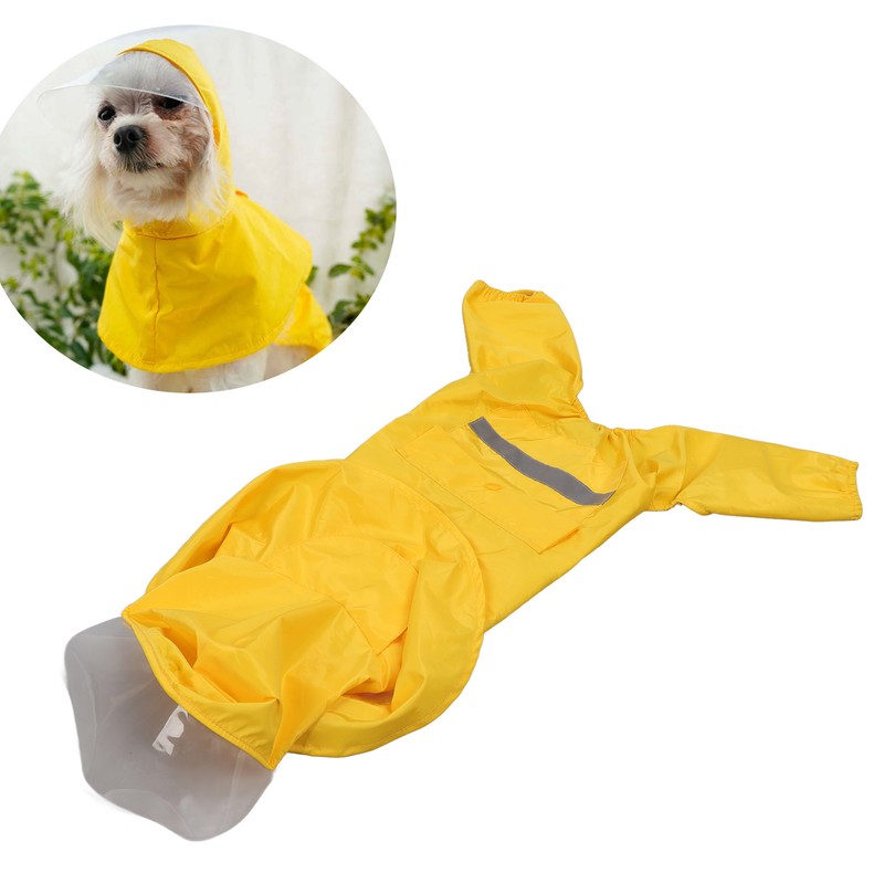 Dog Raincoat Waterproof Breathable Adjustable Hooded Dog Raincoat with Pocket