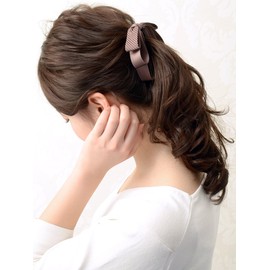 VINGTAINE H-935-BR-Cocoa BR Ribbon, Banana Clip, Satin, Thin M, Hair Clip, Hair Accessory