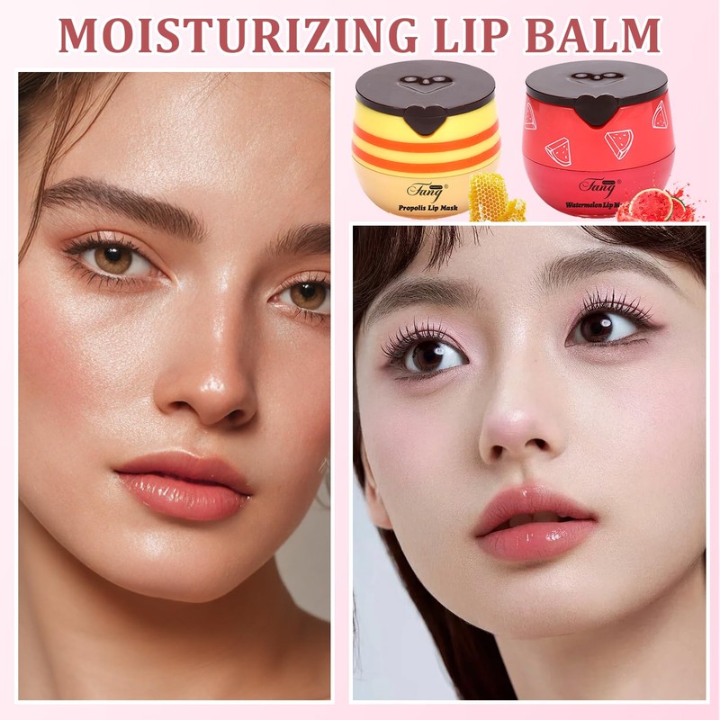 5 PCS Honey Pot Bee Lip Balm (honey,Strawberry, Watermelon, Apple,Cherry),