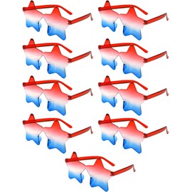 MIUSKATL 9 Pack Star Sunglasses Rimless Star Shaped Pentagram Glasses for 4th of July Decorations Patriotic Party Favors(Multi)