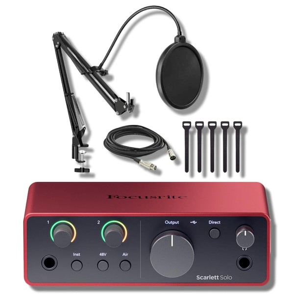Focusrite Scarlett Solo 4G Studio Recording Bundle with StreamEye BOOMARM1