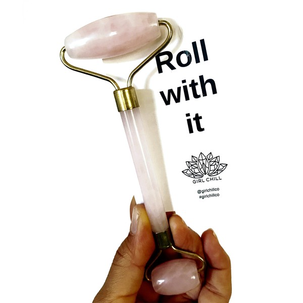 SALE EXTENDED! | Rose Quartz Roller for Face | Rose Quartz | Rose Quartz Roller Massager | Pink Jade Roller Pink 100% Natural Rose Quartz Facial Massager by Girl Chill