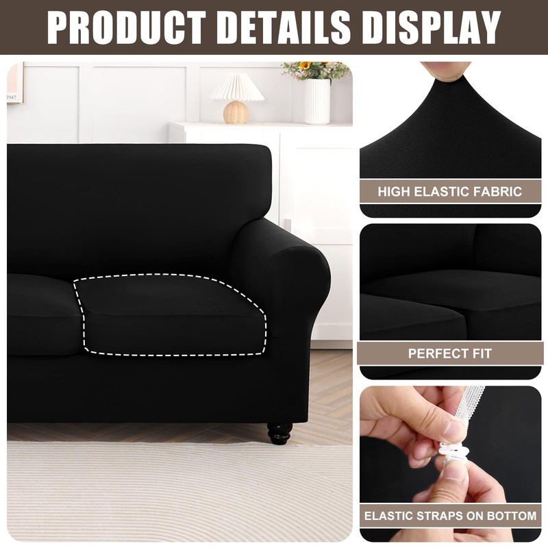 SearchI Fundas de Sofá Extensibles, Funda para Sillón de 2