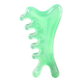 perfeclan Massagekamm Guasha Scraping Scalp Comb Geschenk Erwachsene Körperentspannung Kompakt für Frauen Männer Tragbares komfortables Gesichtsmassagegerät, GrÜn